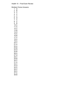&ndash; Final Exam Review Health 10  Multiple Choice Answers: