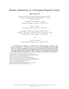 Plasma Adiabaticity in a Diverging Magnetic Nozzle IEPC-2013-159