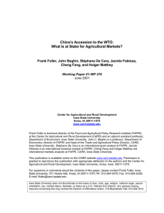 China’s Accession to the WTO: Cheng Fang, and Holger Matthey
