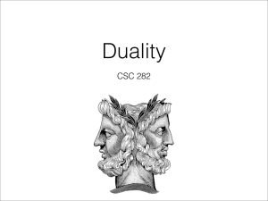 Duality CSC 282