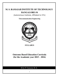 M. S. RAMAIAH INSTITUTE OF TECHNOLOGY BANGALORE-54 Outcome Based Education Curricula – 2016)