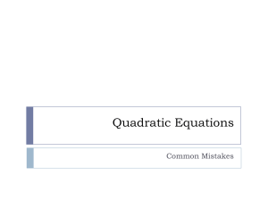Quadratic Equations Common Mistakes