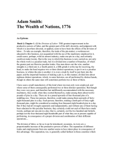 Adam Smith: The Wealth of Nations, 1776