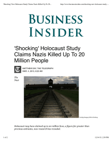 'Shocking' New Holocaust Study Claims Nazis Killed Up To 20...