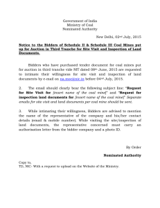 Government of India Ministry of Coal Nominated Authority