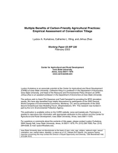 Multiple Benefits of Carbon-Friendly Agricultural Practices: Empirical Assessment of Conservation Tillage