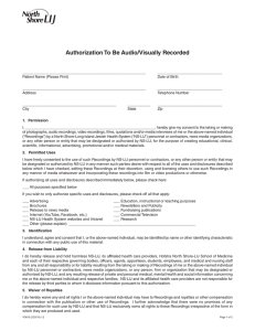 Authorization To Be Audio/Visually Recorded