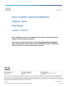 Cisco Customer Outcome Enablement Program Terms Pilot Phase Updated: 10/05/2015