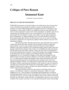 Critique of Pure Reason Immanuel Kant
