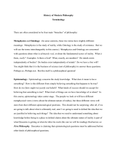 History of Modern Philosophy Terminology Metaphysics