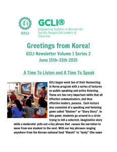 Greetings from Korea! GCLI Newsletter Volume 1 Series 2 June 15th-21th 2015