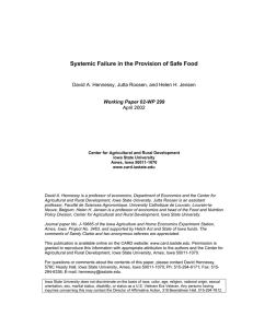 Systemic Failure in the Provision of Safe Food April 2002
