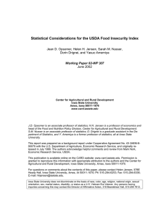 Statistical Considerations for the USDA Food Insecurity Index