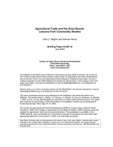 Agricultural Trade and the Doha Round: Lessons from Commodity Studies