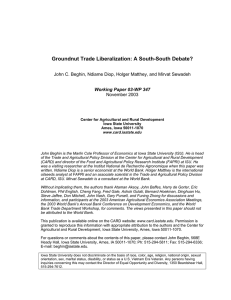 Groundnut Trade Liberalization: A South-South Debate?  November 2003