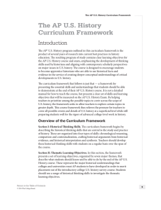 The AP U.S. History Curriculum Framework Introduction