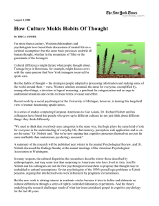 How Culture Molds Habits Of Thought