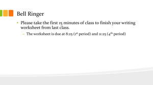 Bell Ringer • worksheet from last class.