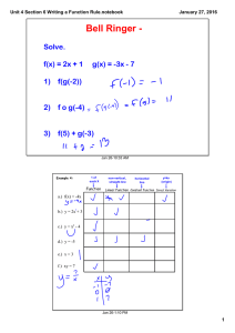                 Bell Ringer ­  Solve. f(x) = 2x + 1     g(x) =... 1)    f(g(­2))