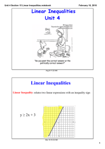 Linear Inequalities Unit 4  Linear Inequalities y &gt; 2x + 3