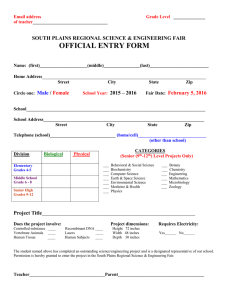OFFICIAL ENTRY FORM  SOUTH PLAINS REGIONAL SCIENCE &amp; ENGINEERING FAIR