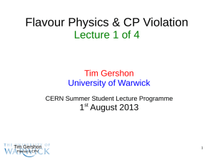 Flavour Physics &amp; CP Violation Lecture 1 of 4 Tim Gershon
