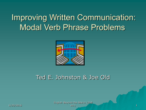 Improving Written Communication: Modal Verb Phrase Problems English Beyond the Basics (2nd