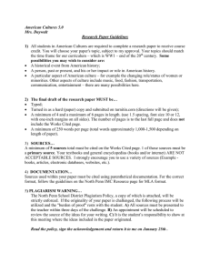 American Cultures 5.0 Mrs. Daywalt Research Paper Guidelines