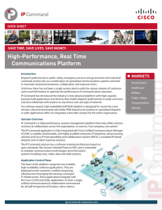 High-Performance, Real Time Communications Platform MARKETS DATA SHEET