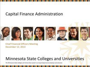 Capital Finance Administration Minnesota State Colleges and Universities Chief Financial Officers Meeting