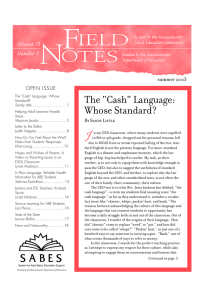 I The &#34;Cash&#34; Language: Whose Standard? summer 2003