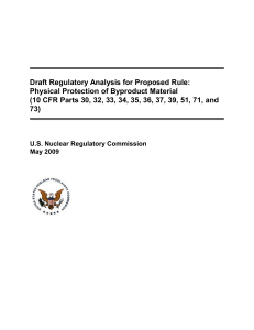 Draft Regulatory Analysis for Proposed Rule: Physical Protection of Byproduct Material