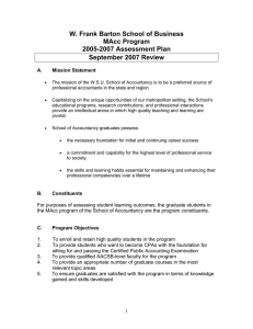 W. Frank Barton School of Business MAcc Program 2005-2007 Assessment Plan