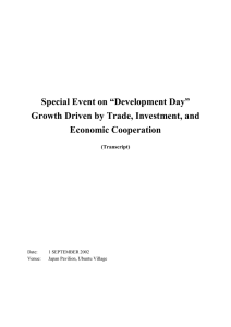Special Event on “Development Day” Growth Driven by Trade, Investment, and