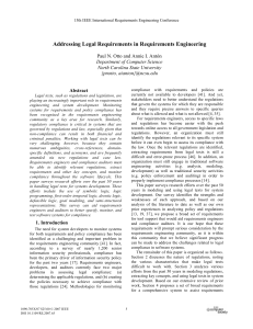 Addressing Legal Requirements in Requirements Engineering  Department of Computer Science