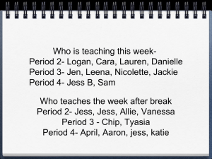 Who is teaching this week- Period 2- Logan, Cara, Lauren, Danielle