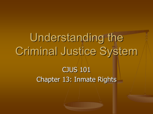 Understanding the Criminal Justice System CJUS 101 Chapter 13: Inmate Rights