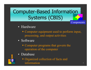 Computer-Based Information Systems (CBIS) • Hardware • Software