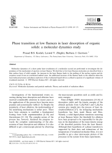 Phase transition at low ¯uences in laser desorption of organic