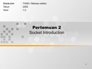 Pertemuan 2 Socket Introduction Matakuliah : T0483 / Bahasa rakitan