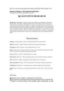 QUALITATIVE RESEARCH Research Design in Occupational Education