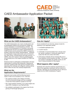CAED CAED Ambassador Application Packet What are the CAED Ambassadors?