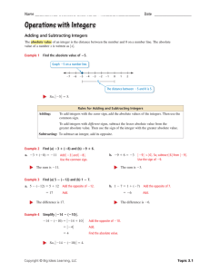 Operations with Integers Adding and Subtracting Integers ∣
