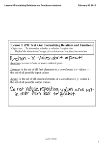 Lesson 5  (PH Text 4.6):  Formalizing Relations and Functions