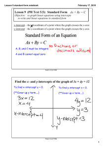 Lesson 9  (PH Text 5.5):  Standard Form     Ax + By = C