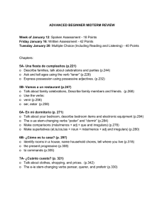 ADVANCED BEGINNER MIDTERM REVIEW Week of January 12 Friday January 16