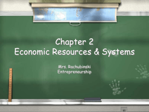 Chapter 2 Economic Resources &amp; Systems Mrs. Rachubinski Entrepreneurship