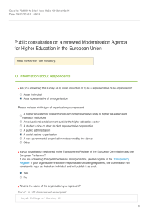 Public consultation on a renewed Modernisation Agenda * 0. Information about respondents