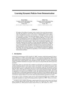 Learning Dynamic Policies from Demonstration