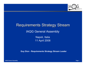 Requirements Strategy Stream IAQG General Assembly Napoli, Italia 11 April 2008